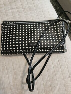 Relic Black and White Polka Dot Crossbody Wallet
